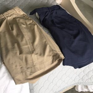 2 pairs Berle shorts...tan and navy